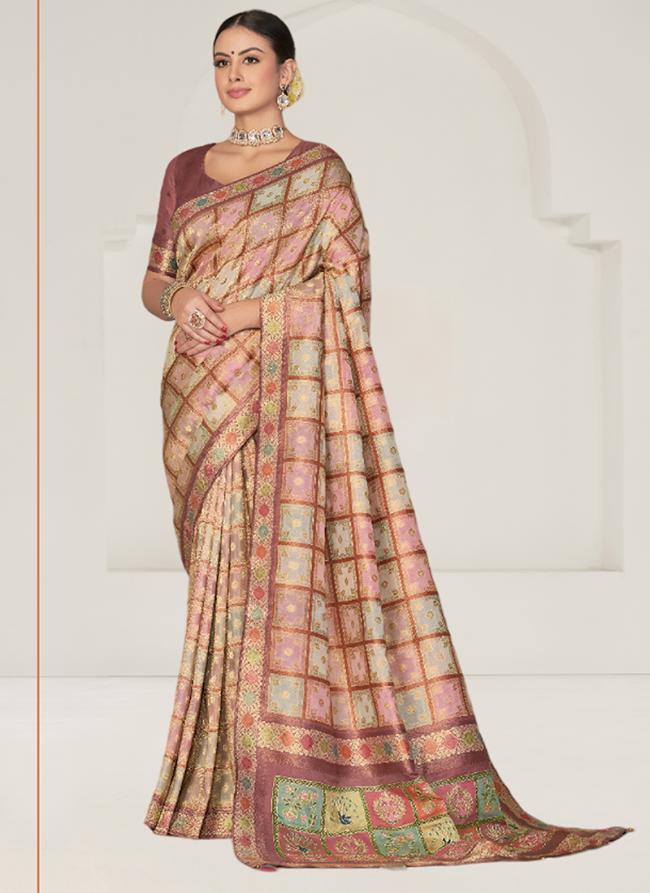 Rangkat Tussar Silk Peach Festival Wear Printed Saree